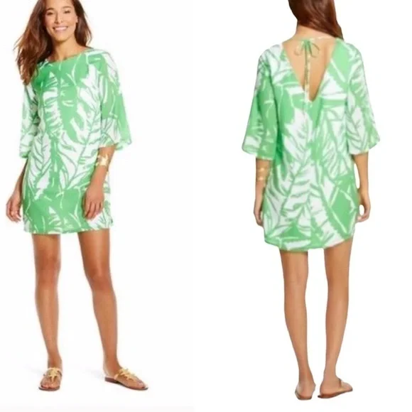 LILLY PULITZER for Target Boom Boom Palm Leaf Tie Back Dress Size XS in Green - Picture 1 of 15